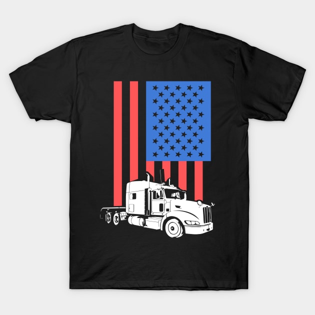 Truck Driver American Flag Shirt gift T-Shirt by woormle